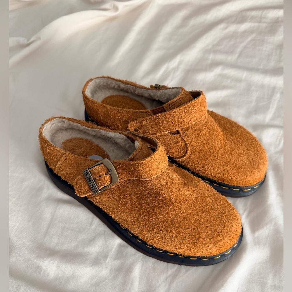Dr marten isham brushed suede slingback mules pecan brown size 8 nwob